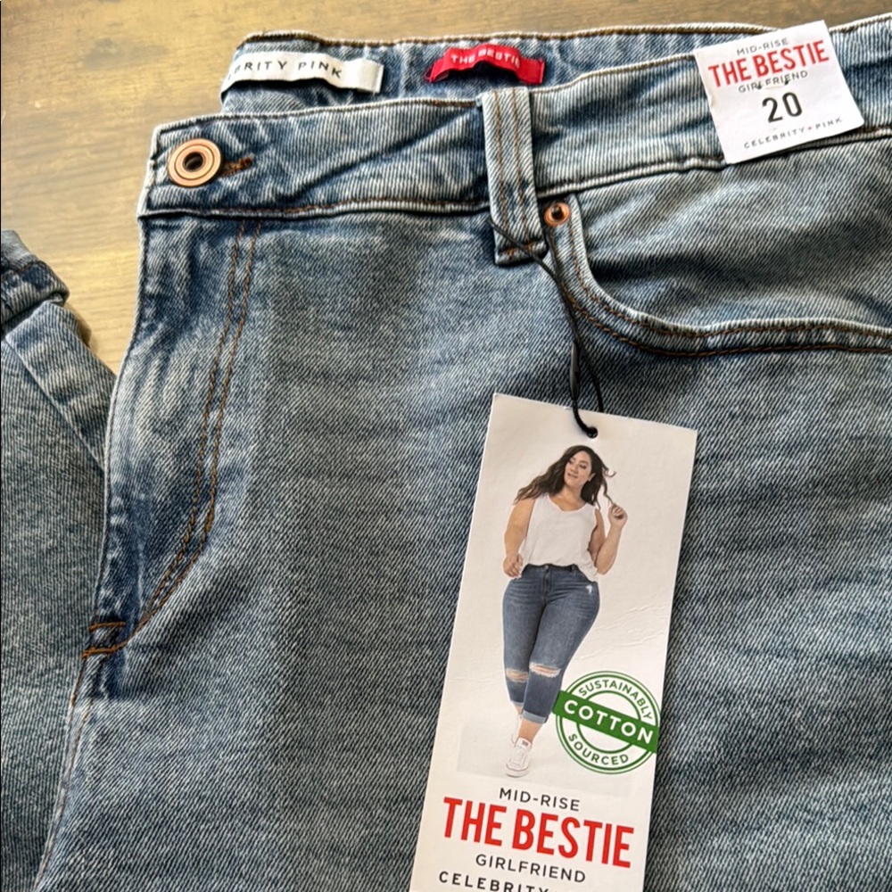 Celebrity Pink Mid-Rise Boyfriend Jeans - Blue